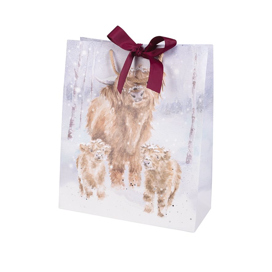 Wrendale 'A Highland Christmas' Large Highland Cow Christmas Gift Bag