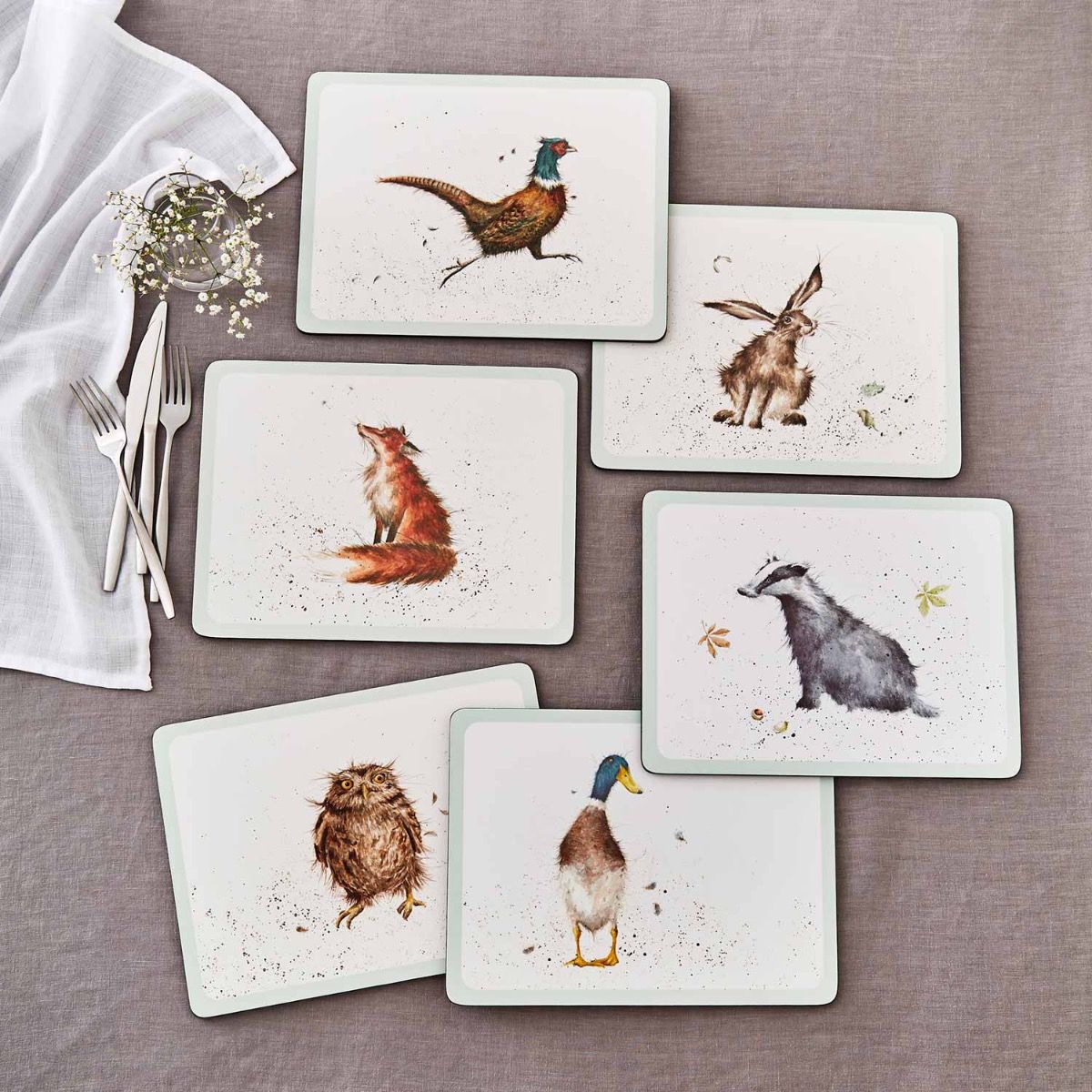 Wrendale Country Set Animal Set of 6 Placemats