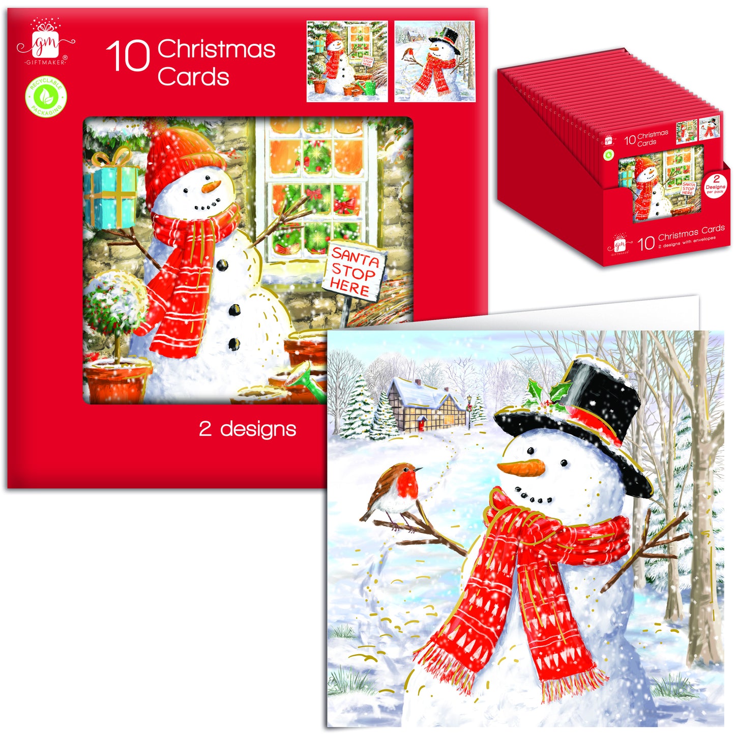 Traditional Snowman Christmas Cards Pack