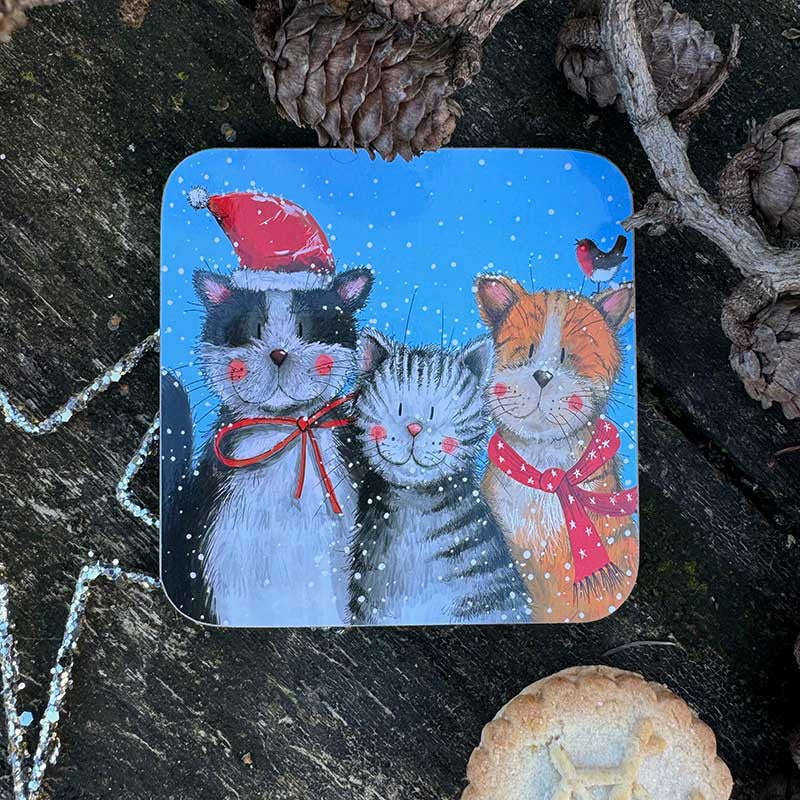 Alex Clark Festive Cat Coaster