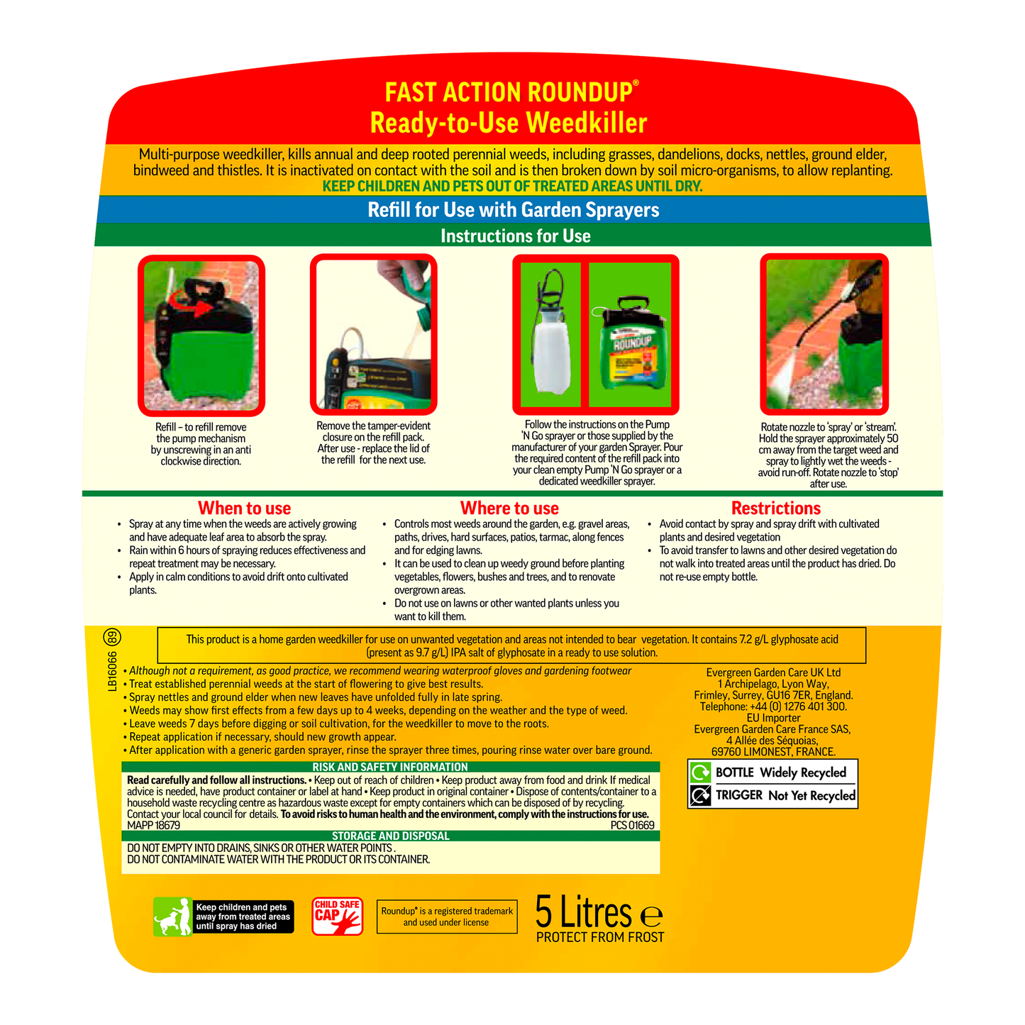 Roundup Fast Action Ready To Use Weedkiller Refill for Pump 'N Go 5L