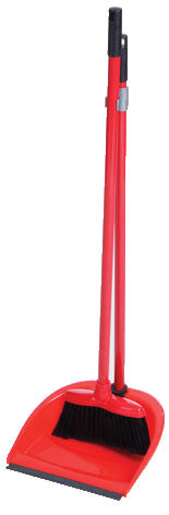 Wham Klean Long Handled Dustpan & Broom Set Red Grey