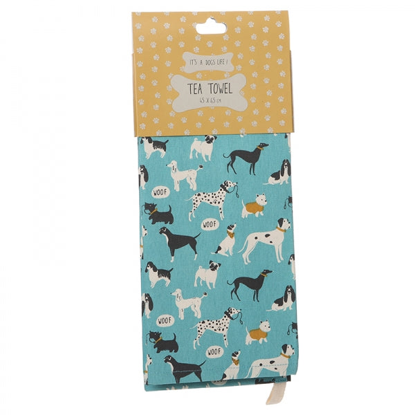Shruti Its A Dogs Life Tea Towel Blue