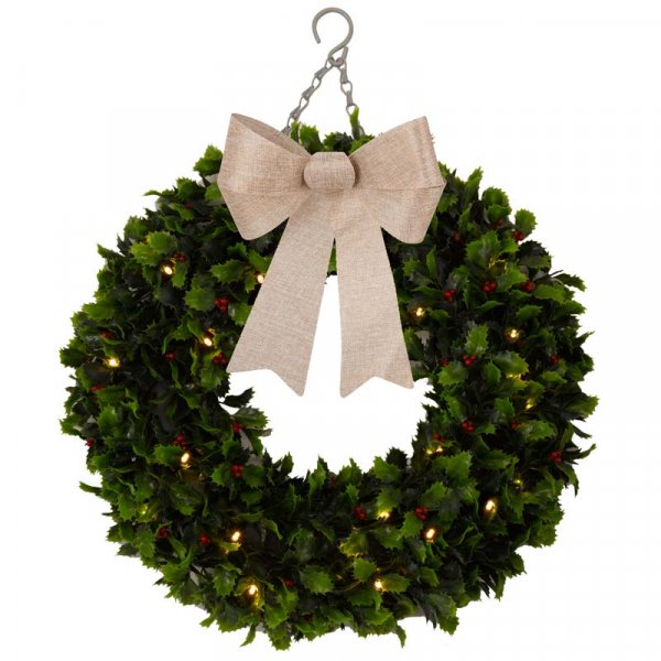Three Kings Wreath InLit Holly Ring 45 cm