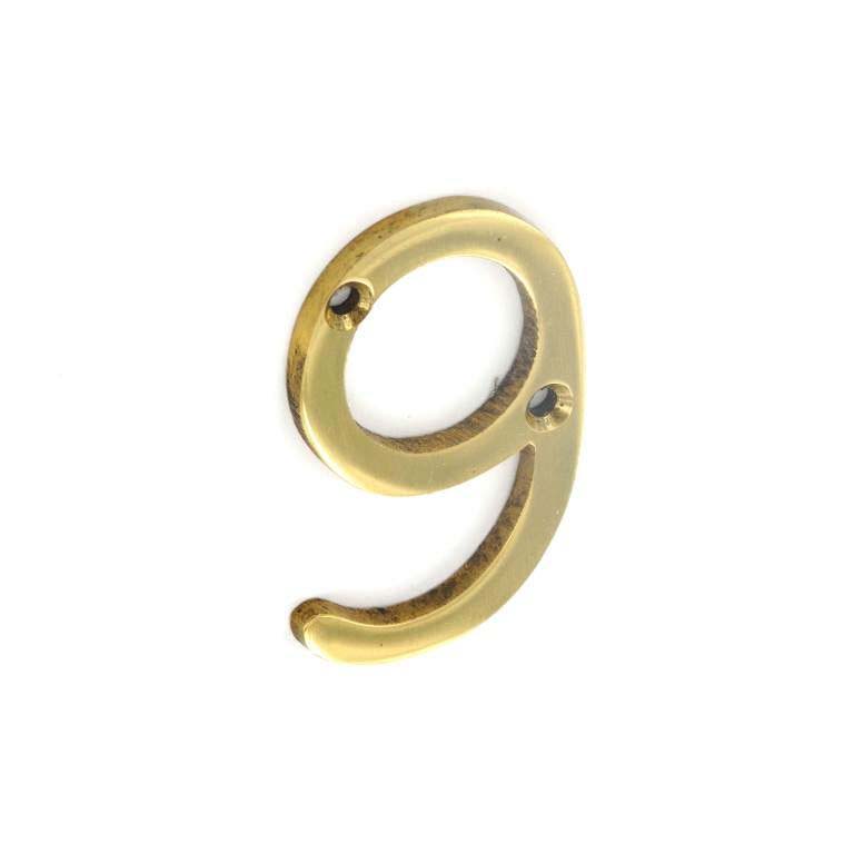 Securit Brass Numeral 9 50mm Pack Of 1