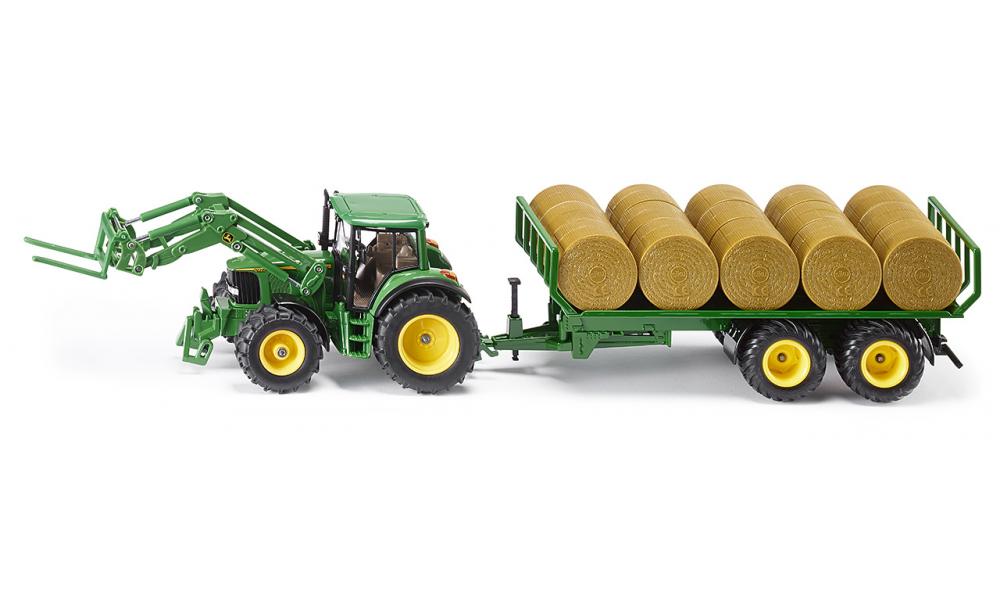 Siku John Deere with Trailer for Round Bales 3862