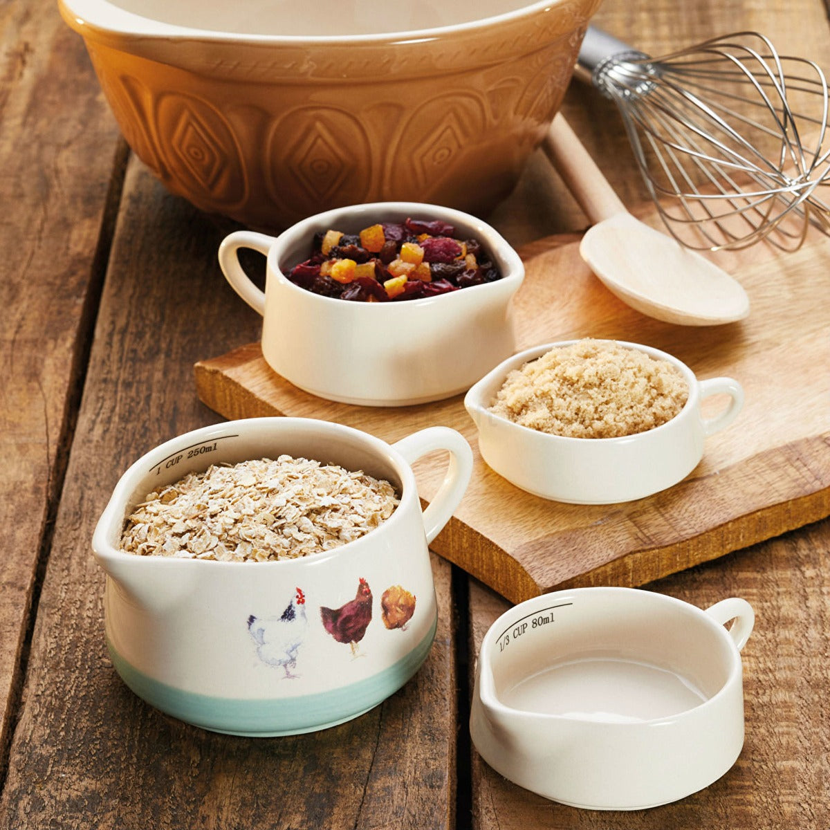 Apple Farm Stoneware Measuring Cups x4