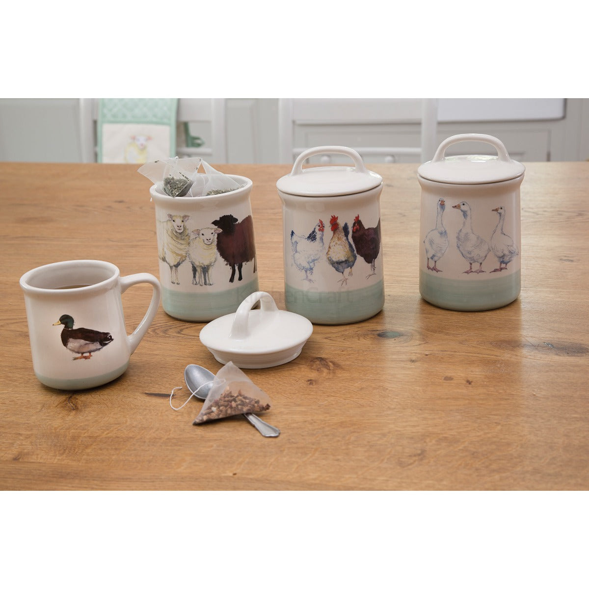Apple Farm Stoneware Tea Canister Hen