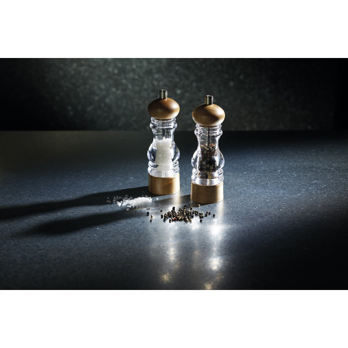 MasterClass Filled Acrylic & Acacia Wood Pepper Mill 18cm