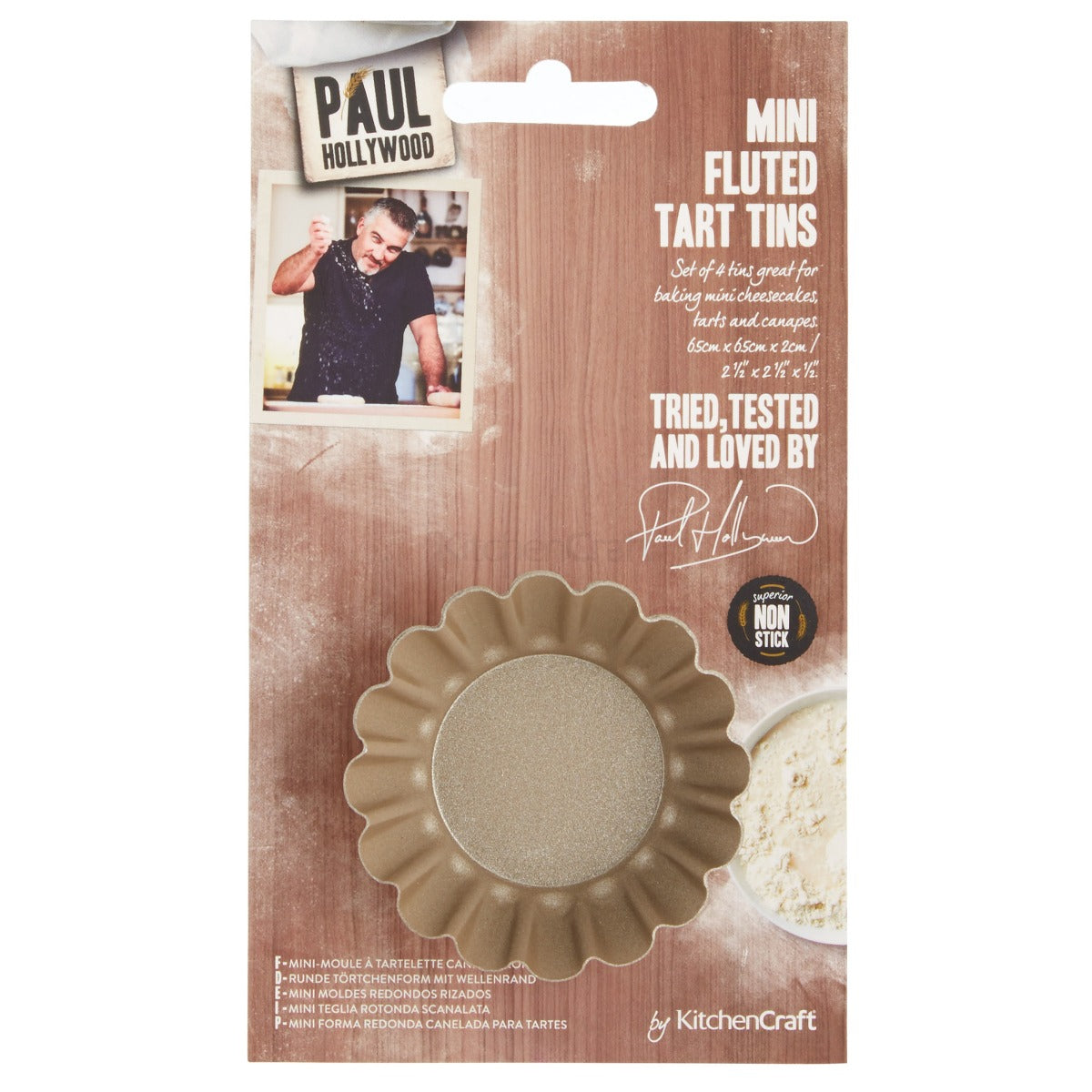 Paul Hollywood Non-Stick Mini Round Fluted Tart Tins x4