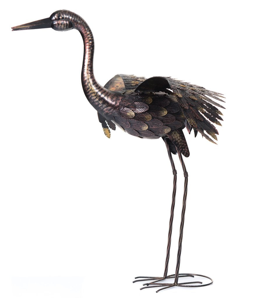 Creekwood Large Bronze Crane - Wings Down