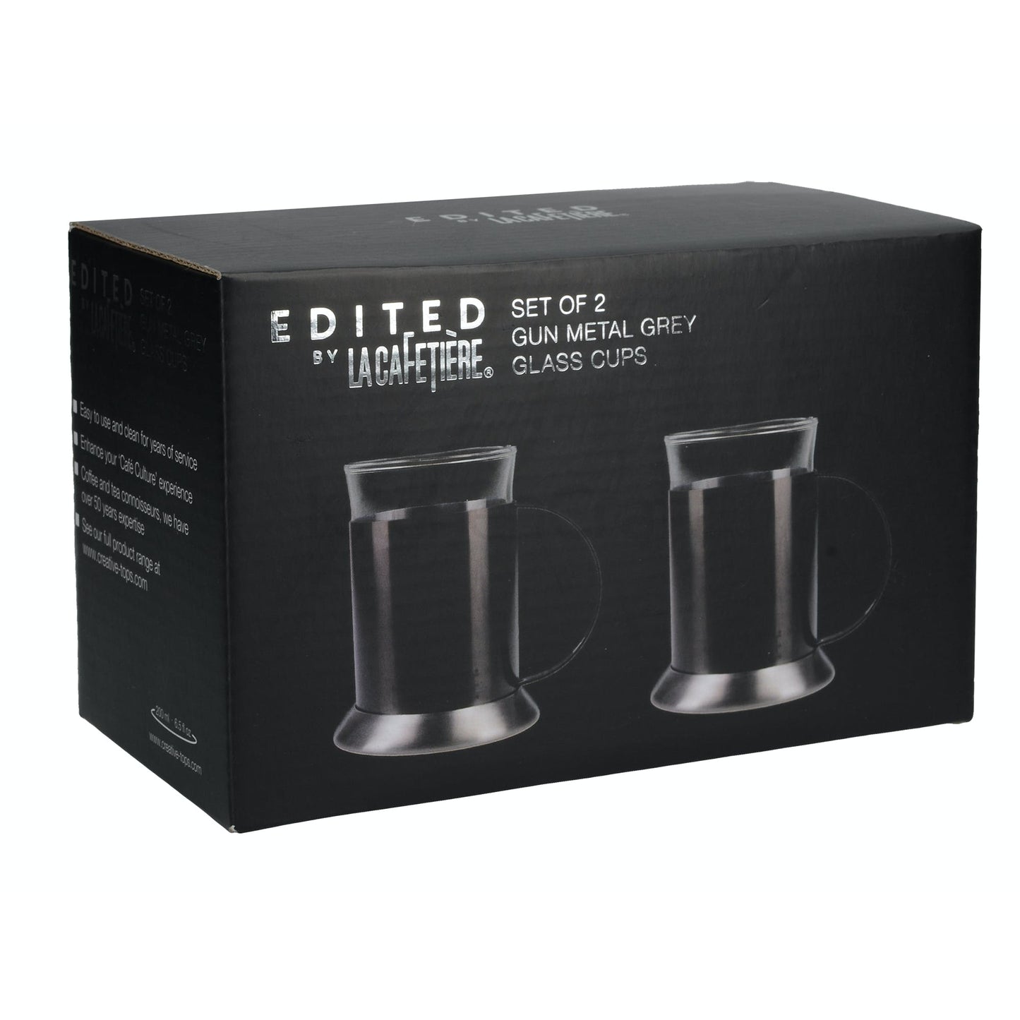 La Cafetiere Edited Glass Cups Gun Metal Grey 2-Pack