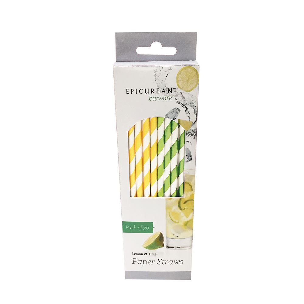 Eddingtons Lemon & Lime Striped Paper Straws