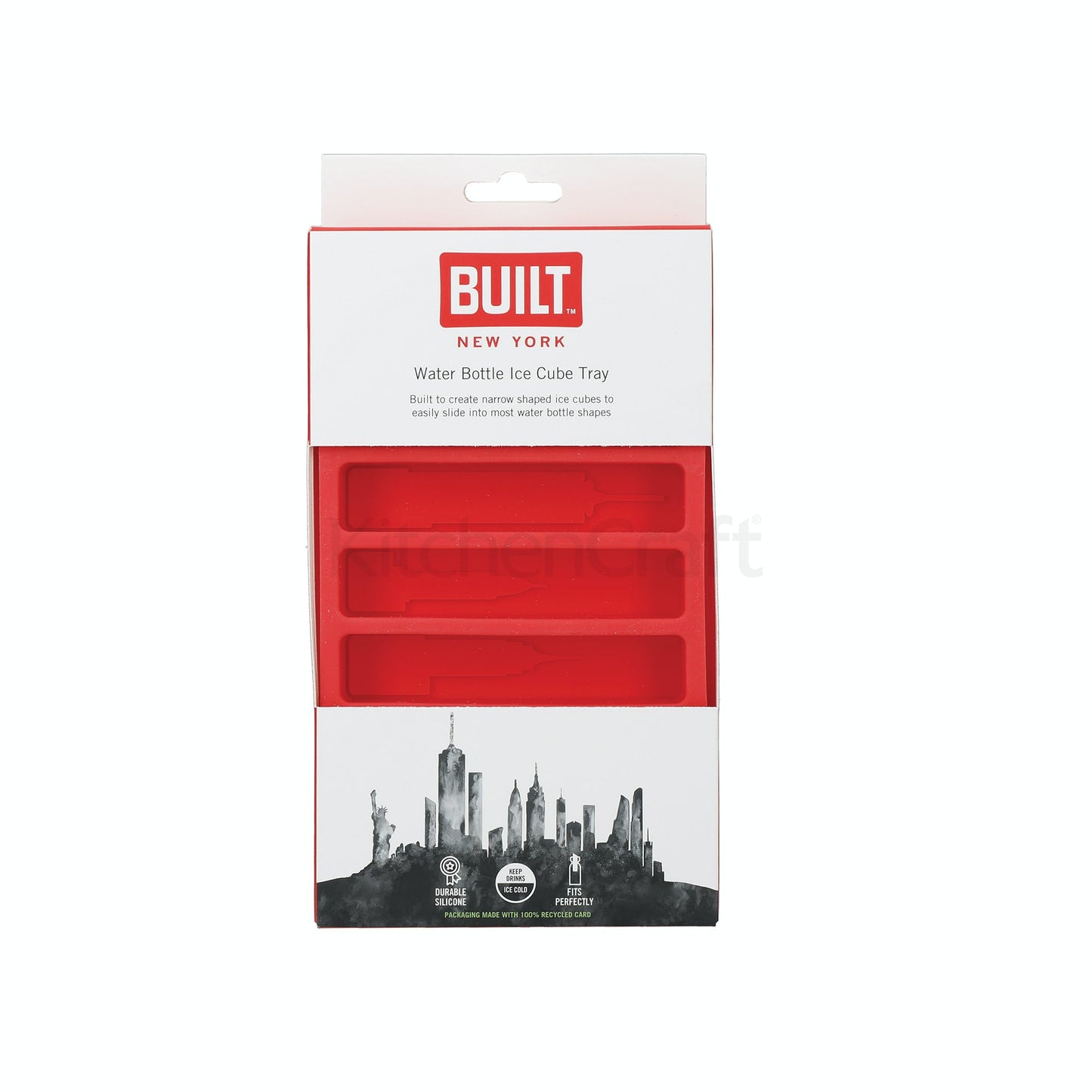 BUILT Water Bottle Ice Cube Tray Red 19.5 x 11.5cm