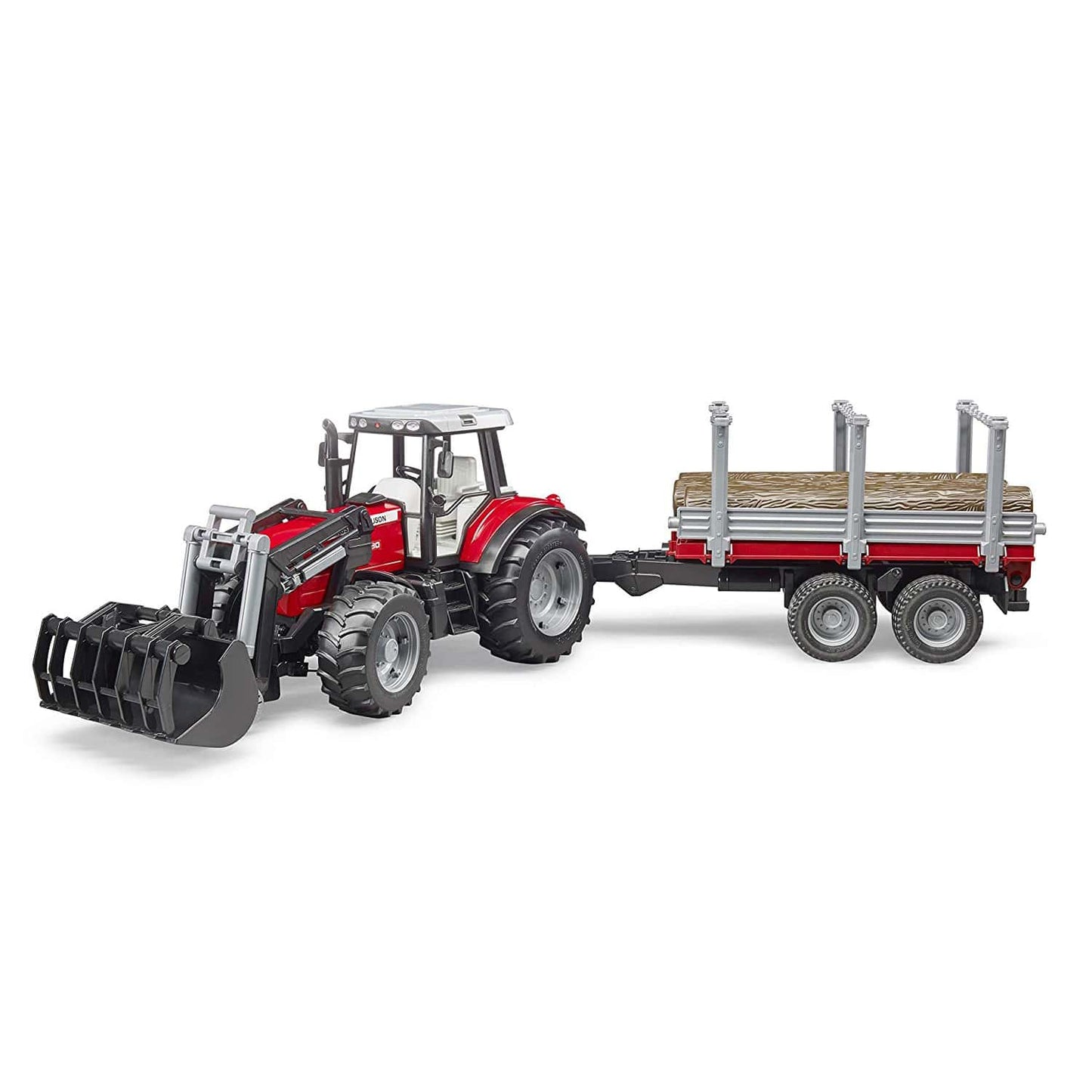 Bruder Massey Ferguson 7480 Tractor – Front Loader & Timber Trailer