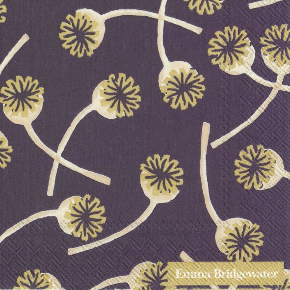 Emma Bridgewater Cocktail Napkins Purple Poppy Seed Violet