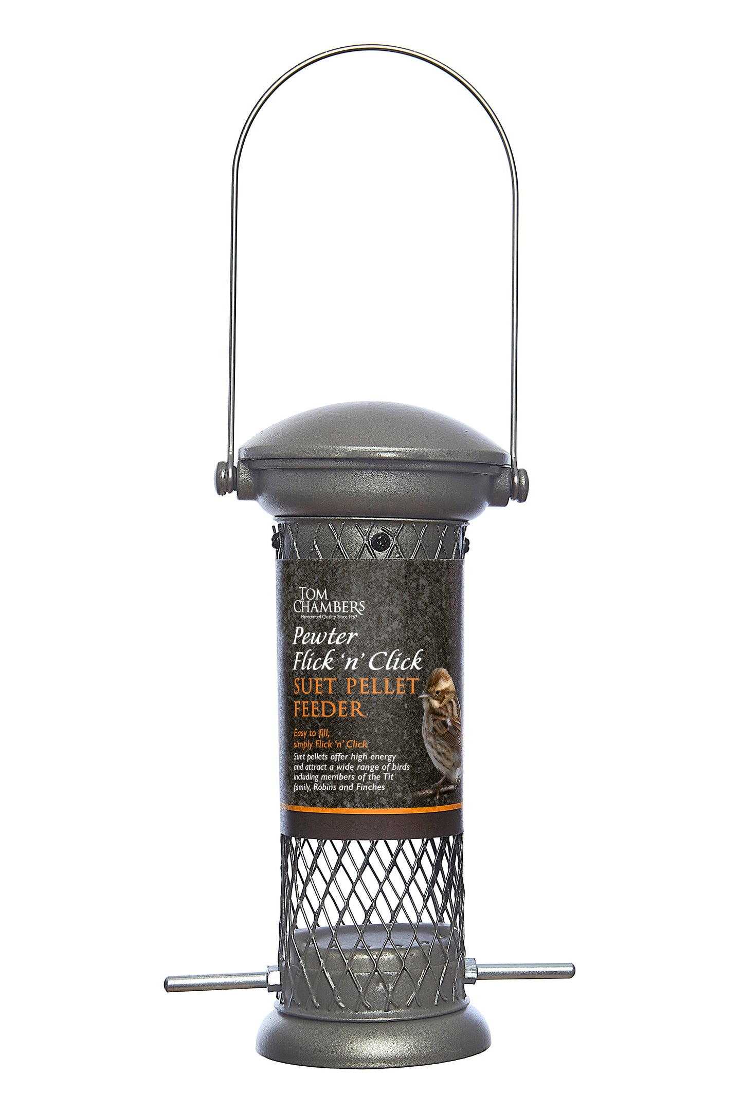 Tom Chambers Pewter Flick ‘n’ Click Suet Pellet Feeder