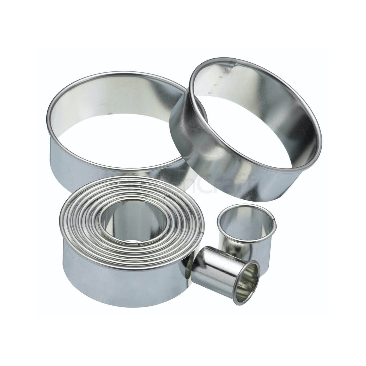 KitchenCraft 11 Round Plain Pastry Cutters w/ Metal Storage Tin