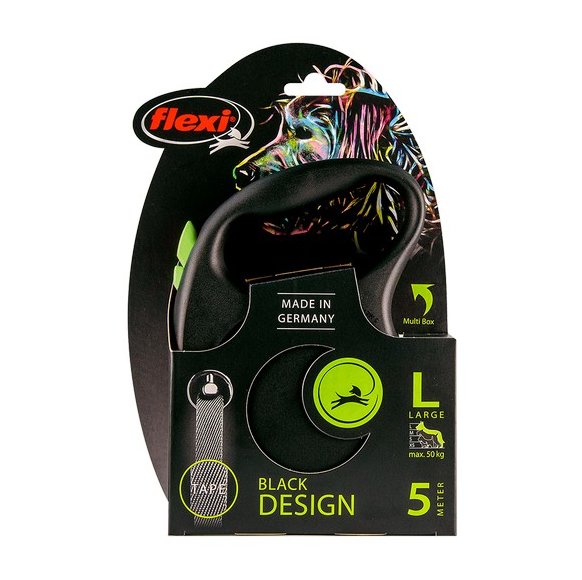 Flexi Lead Black Design Large Tape 5m Green