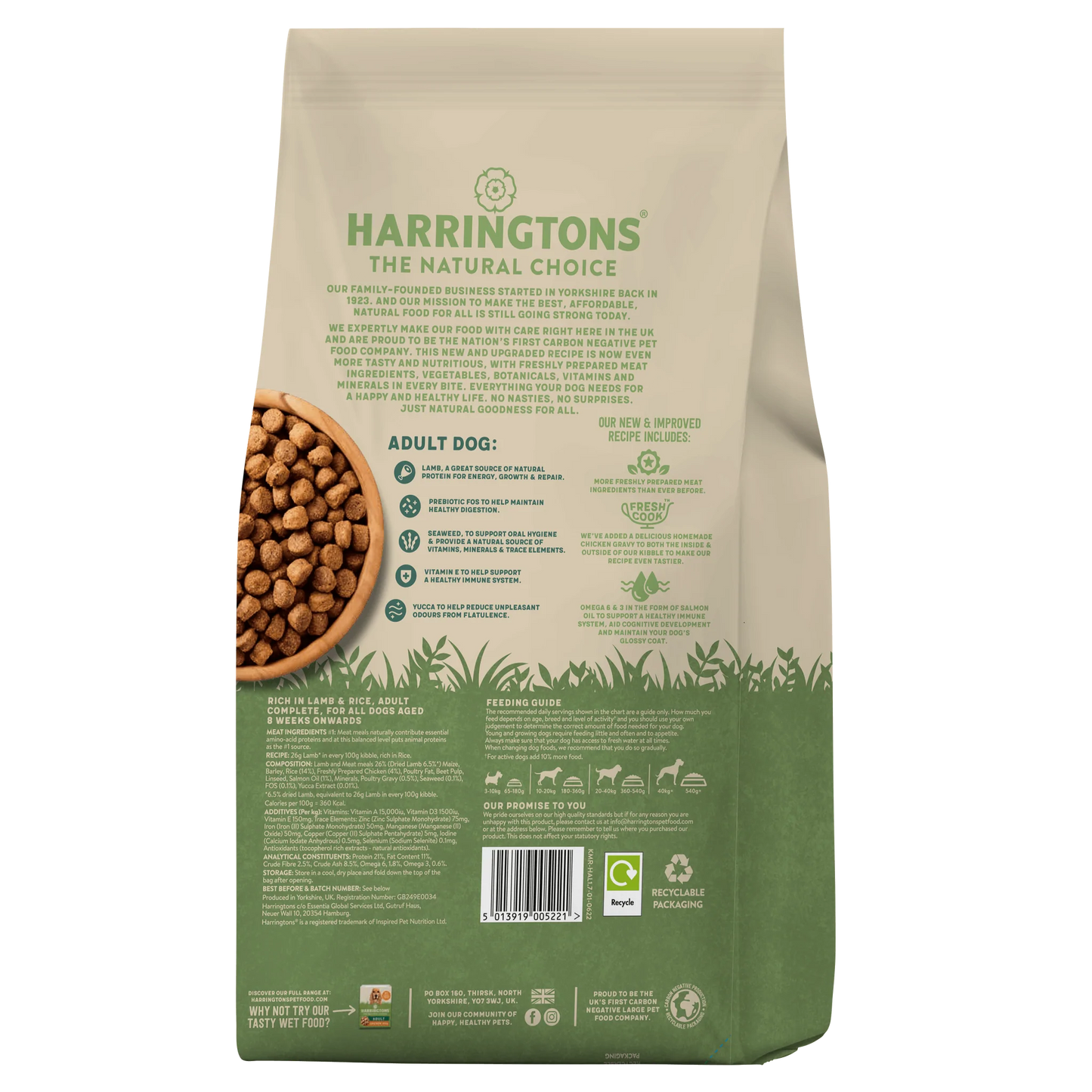 Harringtons Dry Adult Dog Food Lamb 1.7kg