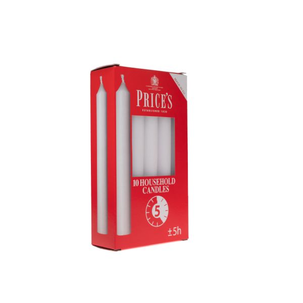 Prices White Household Candles 10 Pack