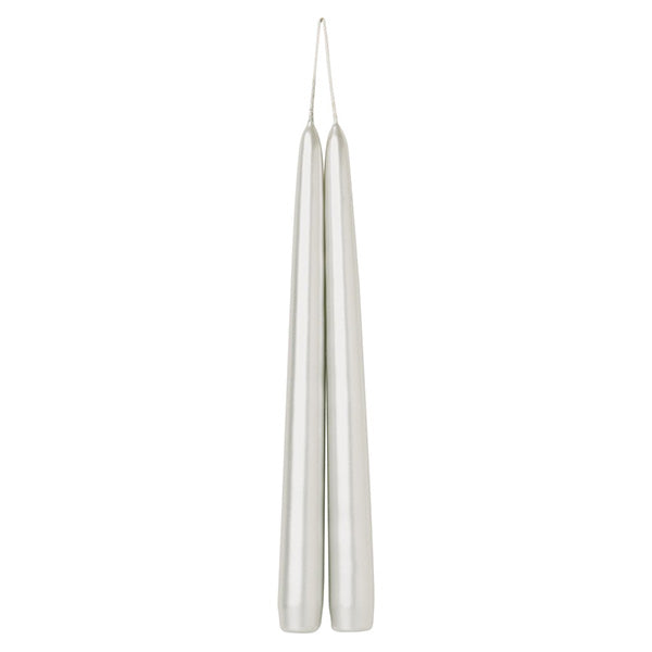 IHR Dipped Silver Pair of Tapered Candles
