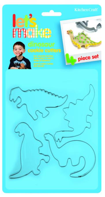 Set of Four Stainless Steel Dinosaur Cutters