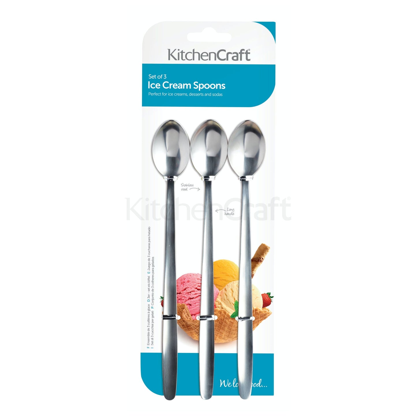 KitchenCraft Stainless Steel Ice Cream Spoons Set of 3