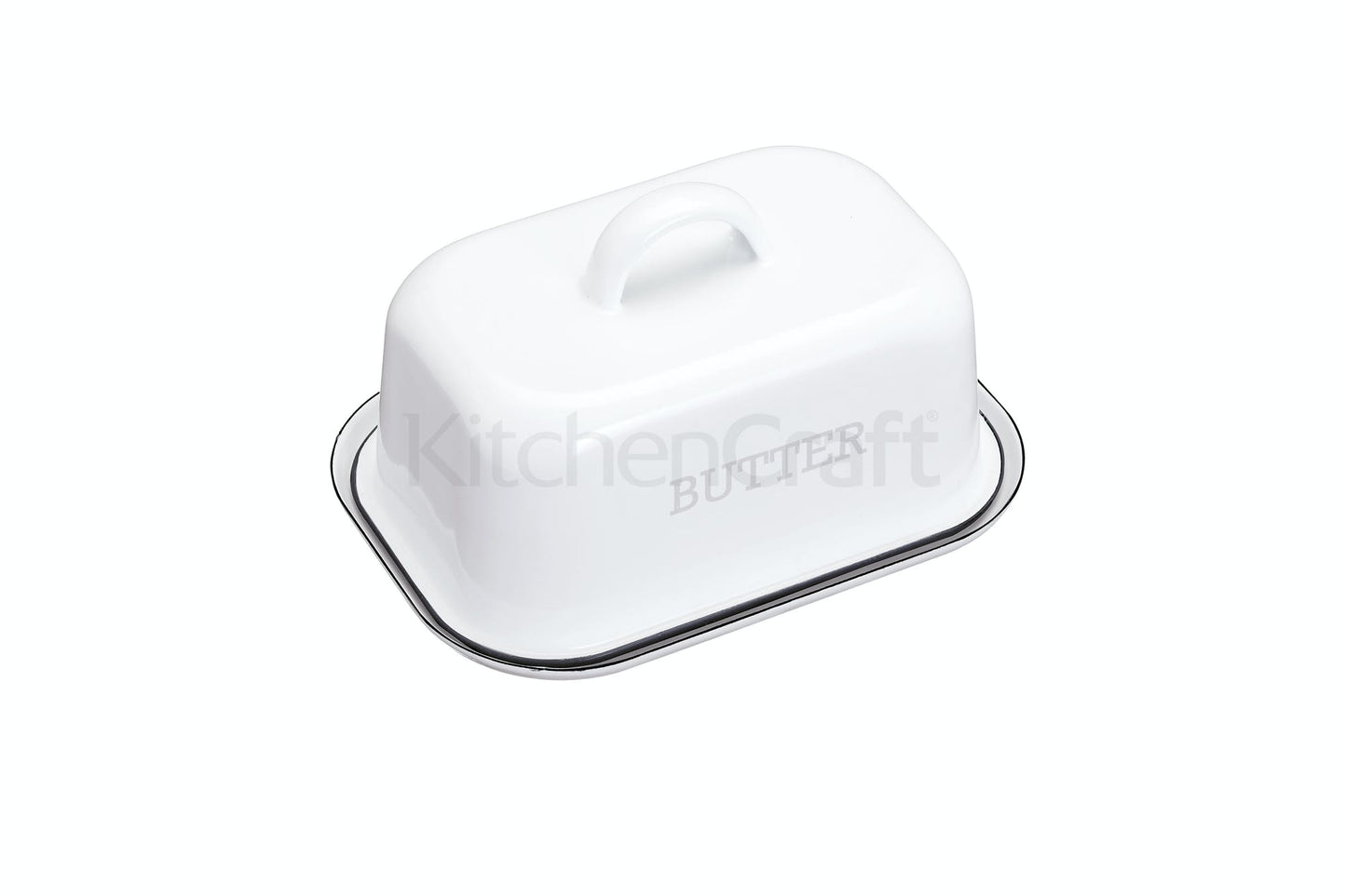 Living Nostalgia Vintage-Style Enamel Butter Dish with Lid