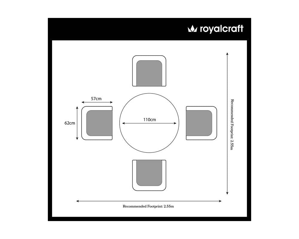 Royalcraft Malaga 4 Seat Stacking Dining Set