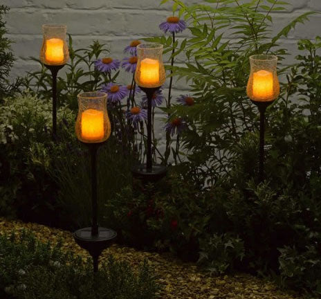 Smart Solar Glass Candle Stake Light