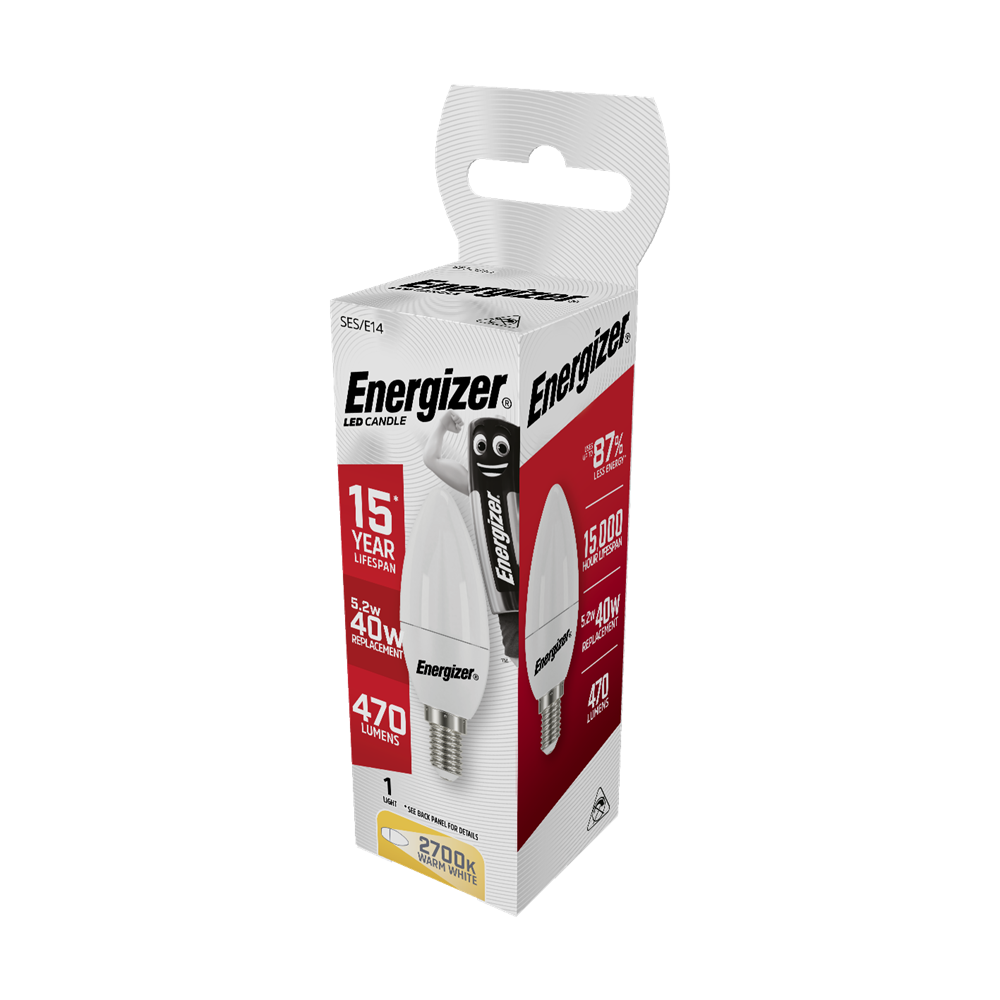 Energizer LED Candle Opal SES/E14 Warm White 470lm 40W