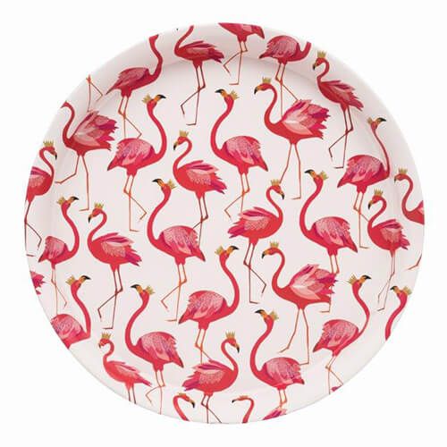Sara Miller Round Serving Tray Flamingo