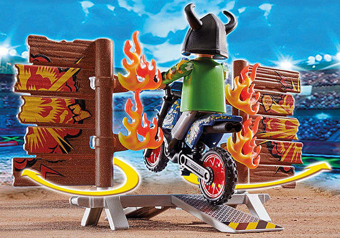 Playmobil Stunt Show Motocross with Fiery Wall