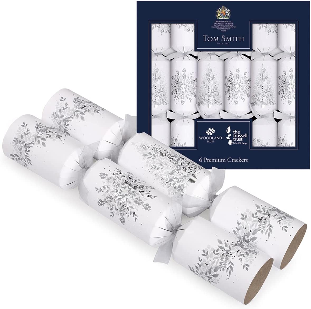Tom Smith Premium Christmas Crackers White & Silver 6-Pack