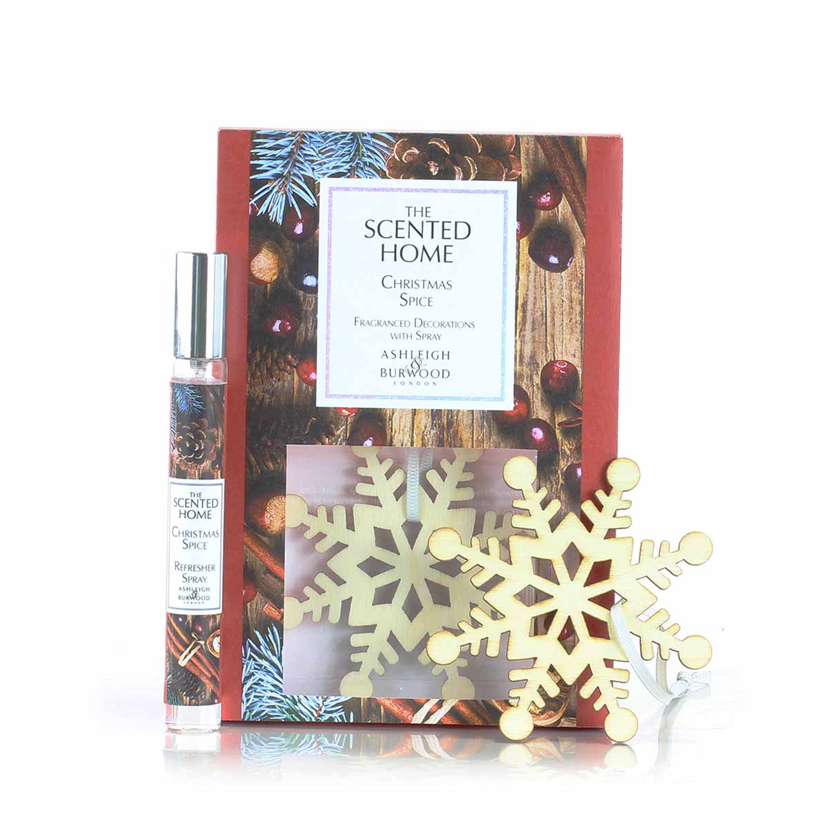 Ashleigh & Burwood Christmas Spice Wooden Snowflake Decorations & Spray