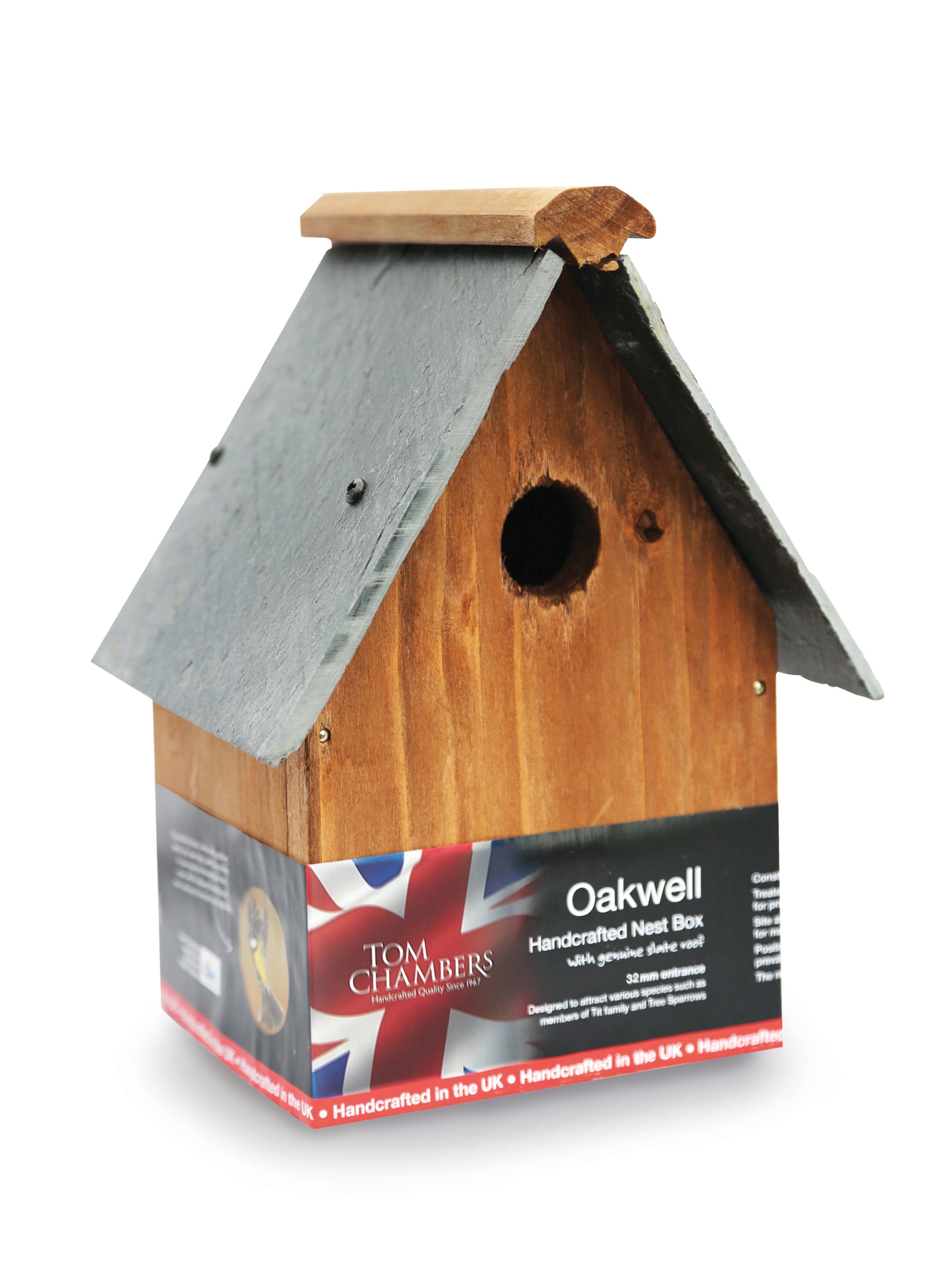 Tom Chambers Oakwell Nido Per Uccelli Con Ingresso 32 Mm - Tetto In Ardesia, Legno FSC