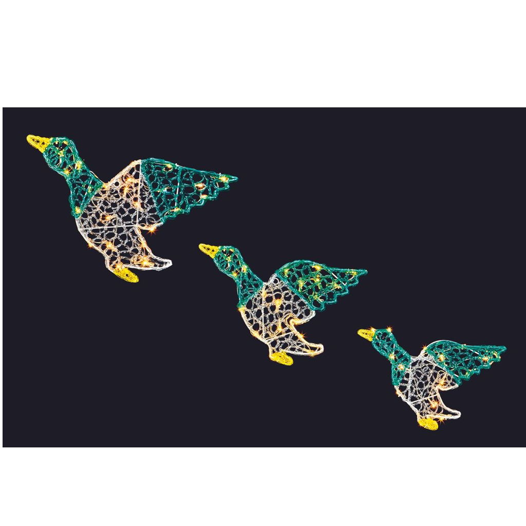 Premier Set of 3 Colour Acrylic Ducks with Warm White LEDs