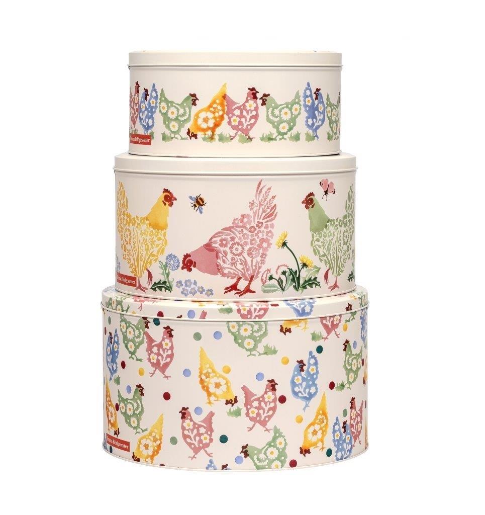 Emma Bridgewater Polka Chickens Round Cake Tins Set of 3