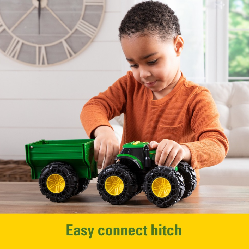 TOMY John Deere 8” Monster Treads Tractor/Wagon