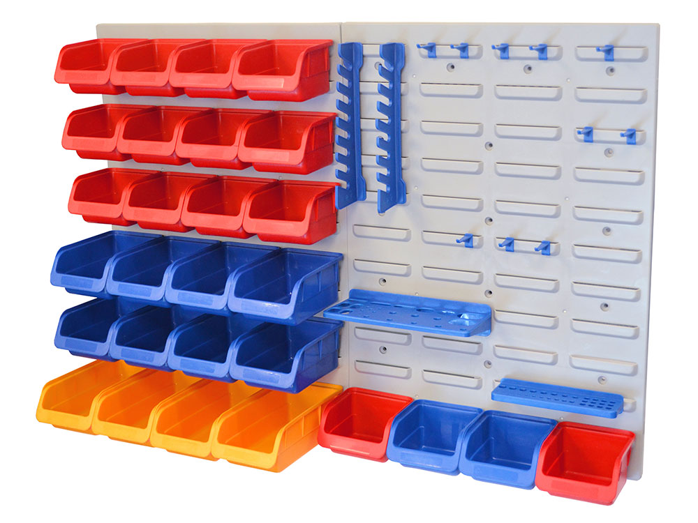 Faithfull Storage Bin Set with Wall Panels 43 Piece