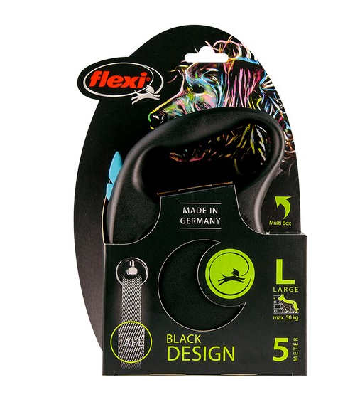 Flexi Lead Black Design Large Tape 5m Blue