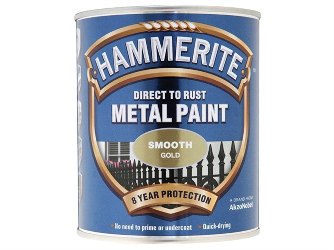 Hammerite Direct To Rust Metal Paint - Smooth Finish in Gold 250ml