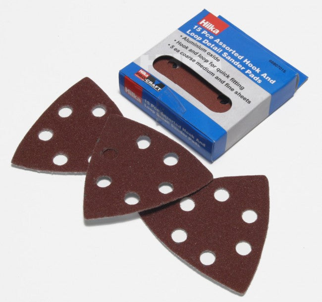 Hilka 15 piece Assorted Details Sanding Pads Hook & Loop