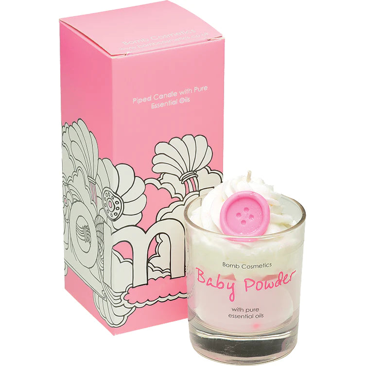 Bomb Cosmetics Baby Powder Piped Glass Candle