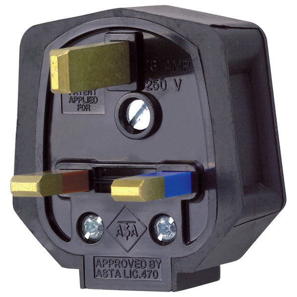 MK Duraplug 13A Fused Rubber 3-Pin Mains Plug Black