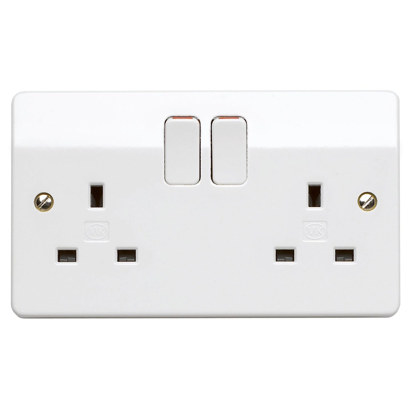 MK Electric Double Switch Socket DP 13A 2 Gang White