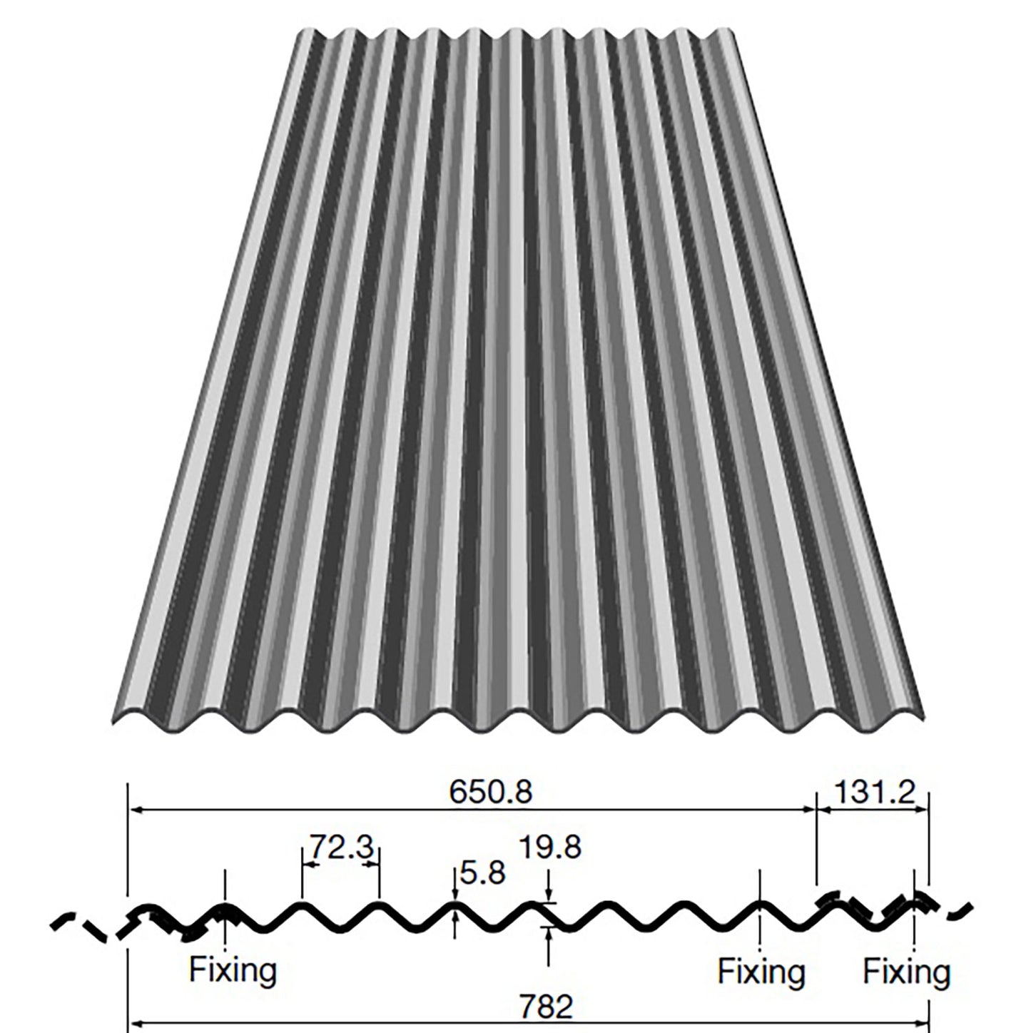 Eternit Profile 3'' Fibre Cement Sheet 1525mm