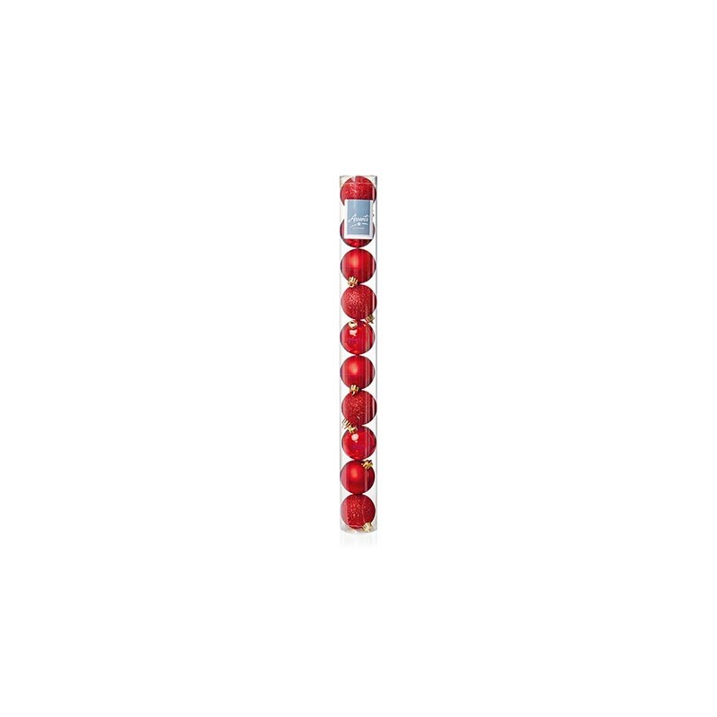 Premier Baubles Red Multi Finish 60mm Shatterproof 10-Pack