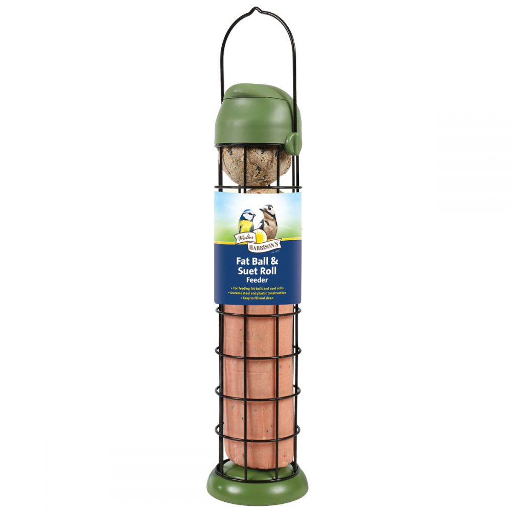 Walter Harrison's Flip Top Fat Ball & Suet Roll Feeder 22cm